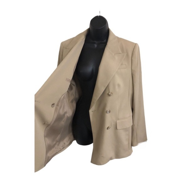 BR banana republic bespoke tan double breasted blazer jacket size 8 brand new - Picture 4 of 13
